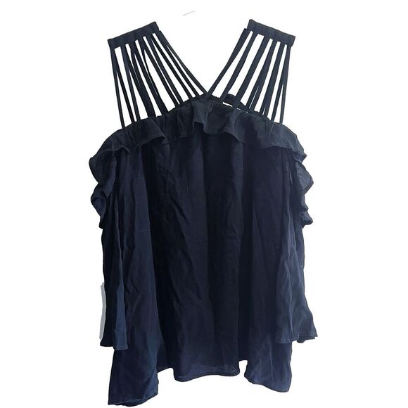 Entro Retro Black Cold Shoulder Top Strappy Y2K Small Womens NWT Classic Retro - Picture 1 of 11
